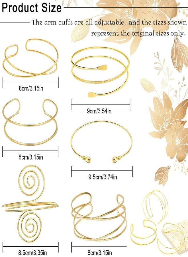 ADULLPONY 6 Pieces Gold Arm Cuff Jewelry Upper Arm Cuff Bracelets Bangle Adjustable Armband Set for Women - Image 2